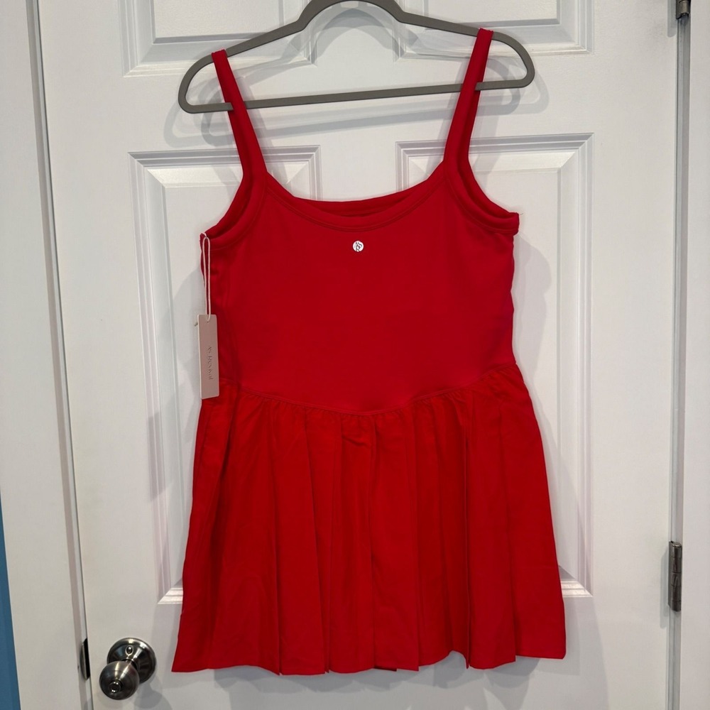 Altar'd State Solid Red Pleated Mini Tennis Dress Size XXL Fit and Flare - Picture 5 of 8
